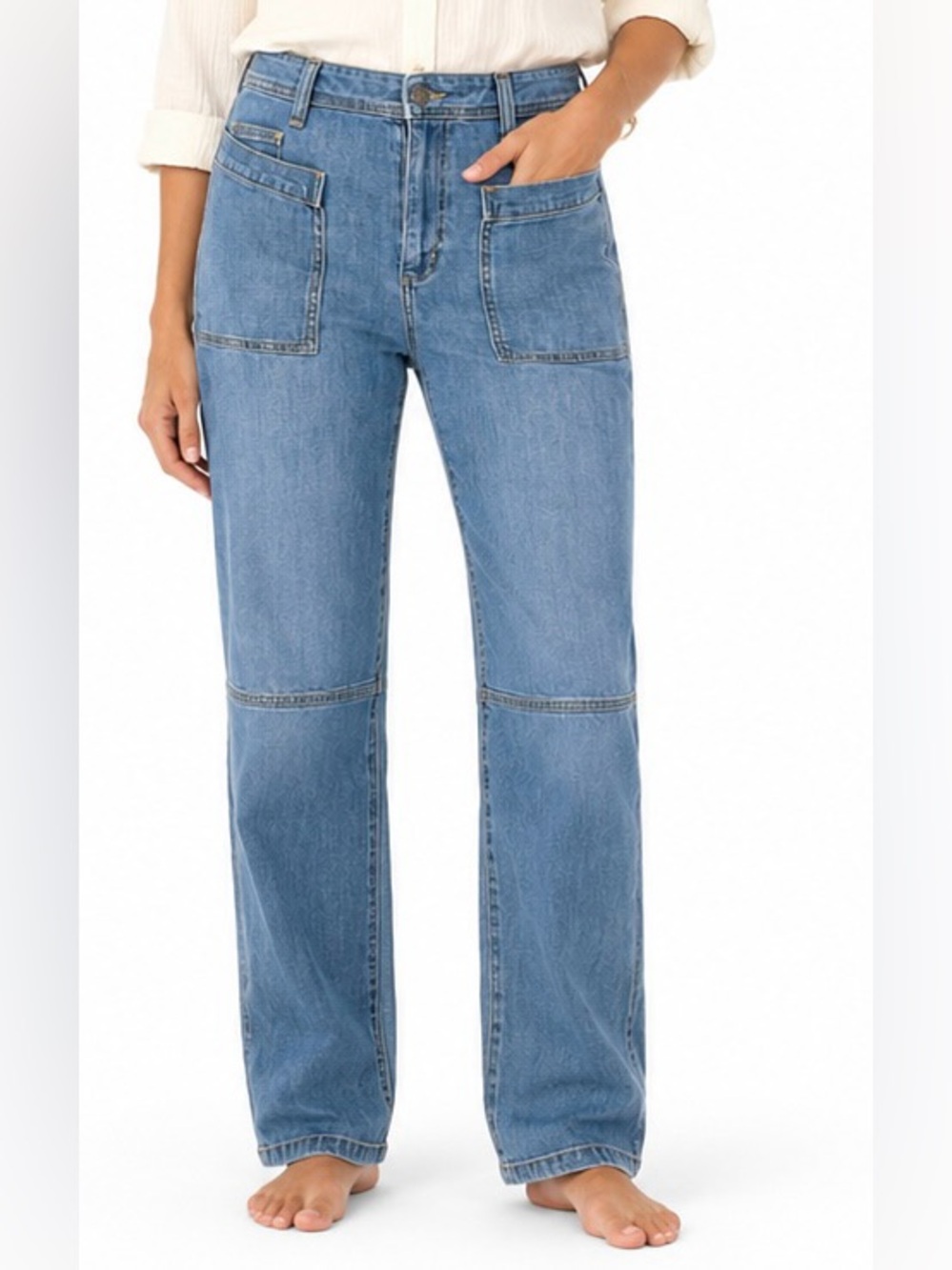 Sundance Agnes Coastal Workwear Patch Pocket Straight Leg Jeans Size 6